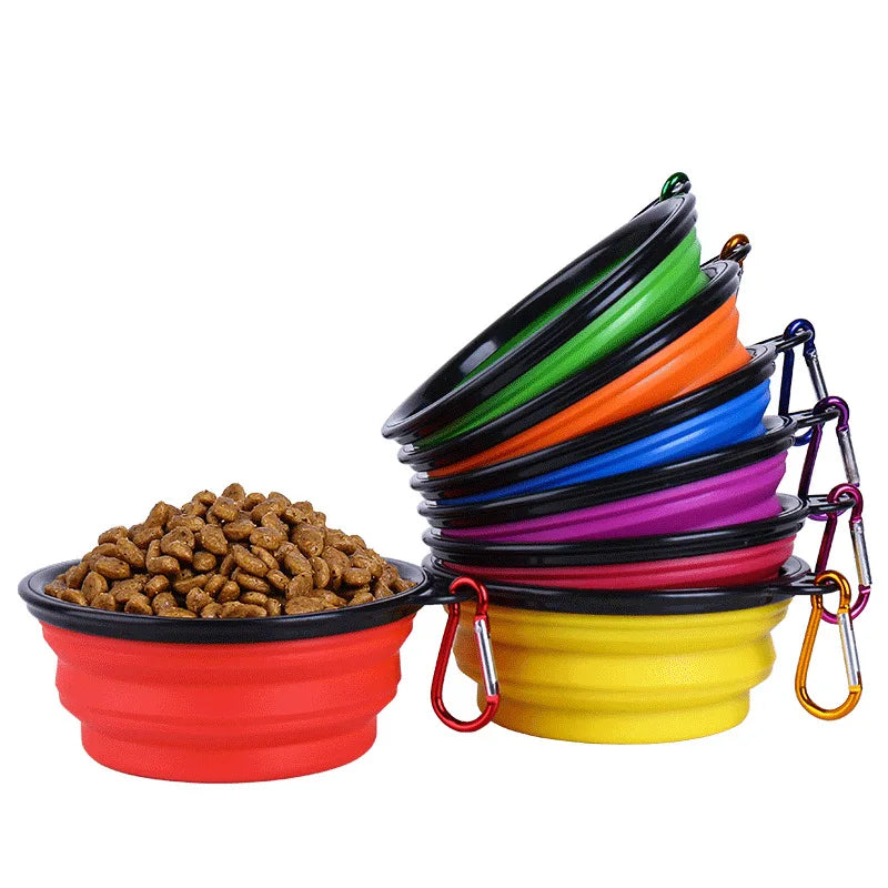 Portable Folding Silicone Pet Bowl – Travel-Friendly with Carabiner