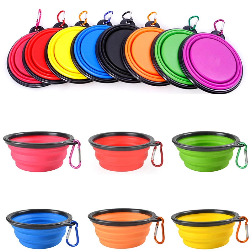 Portable Folding Silicone Pet Bowl – Travel-Friendly with Carabiner