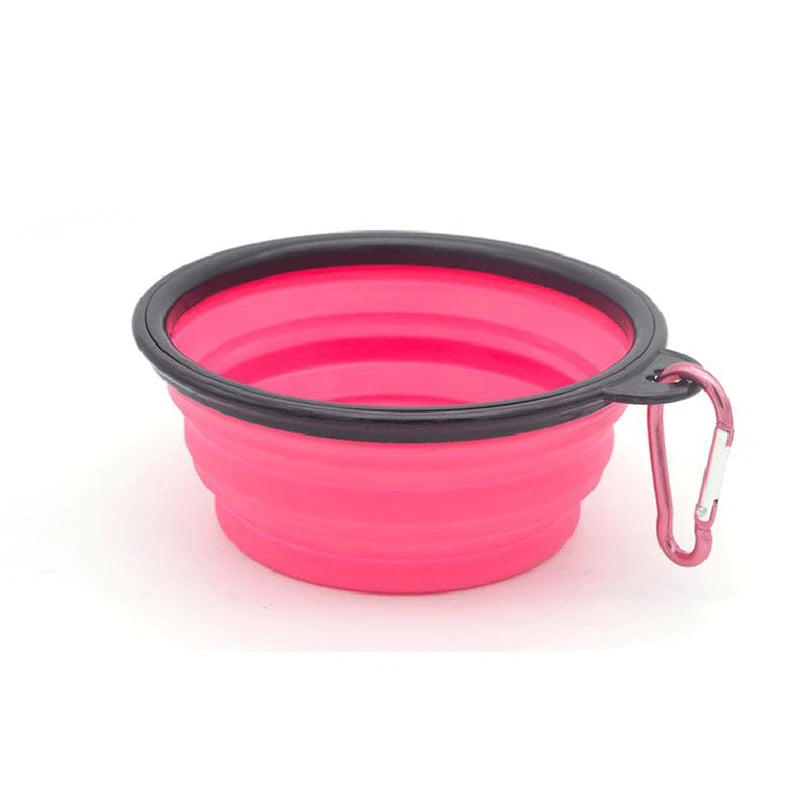Portable Folding Silicone Pet Bowl – Travel-Friendly with Carabiner