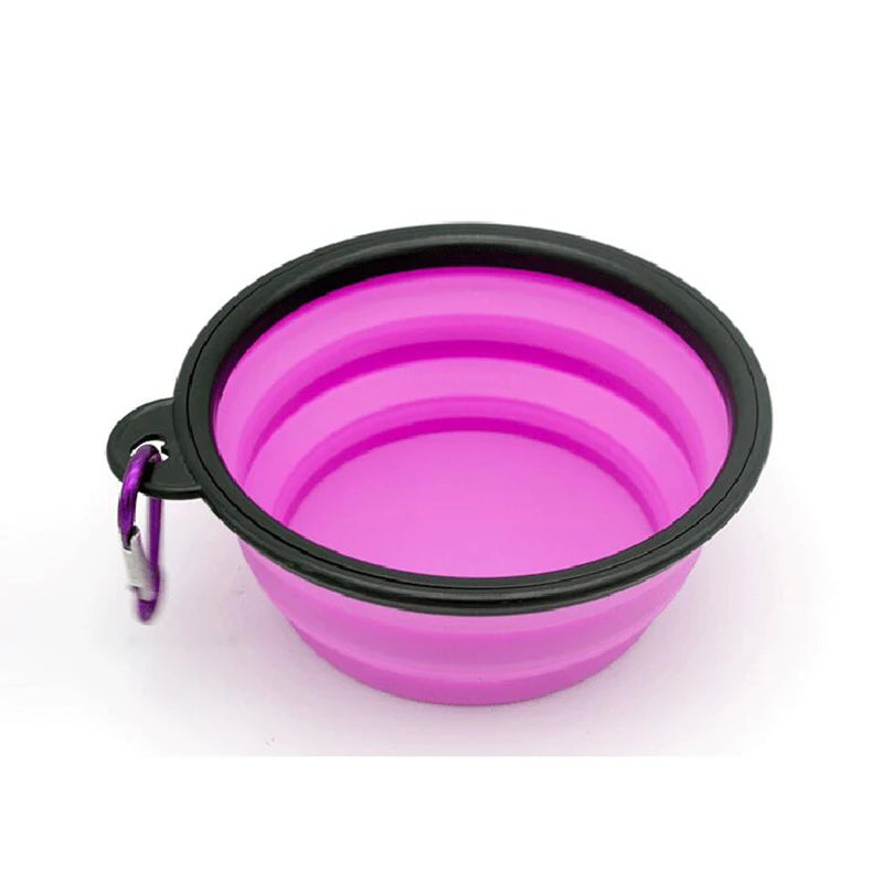 Portable Folding Silicone Pet Bowl – Travel-Friendly with Carabiner