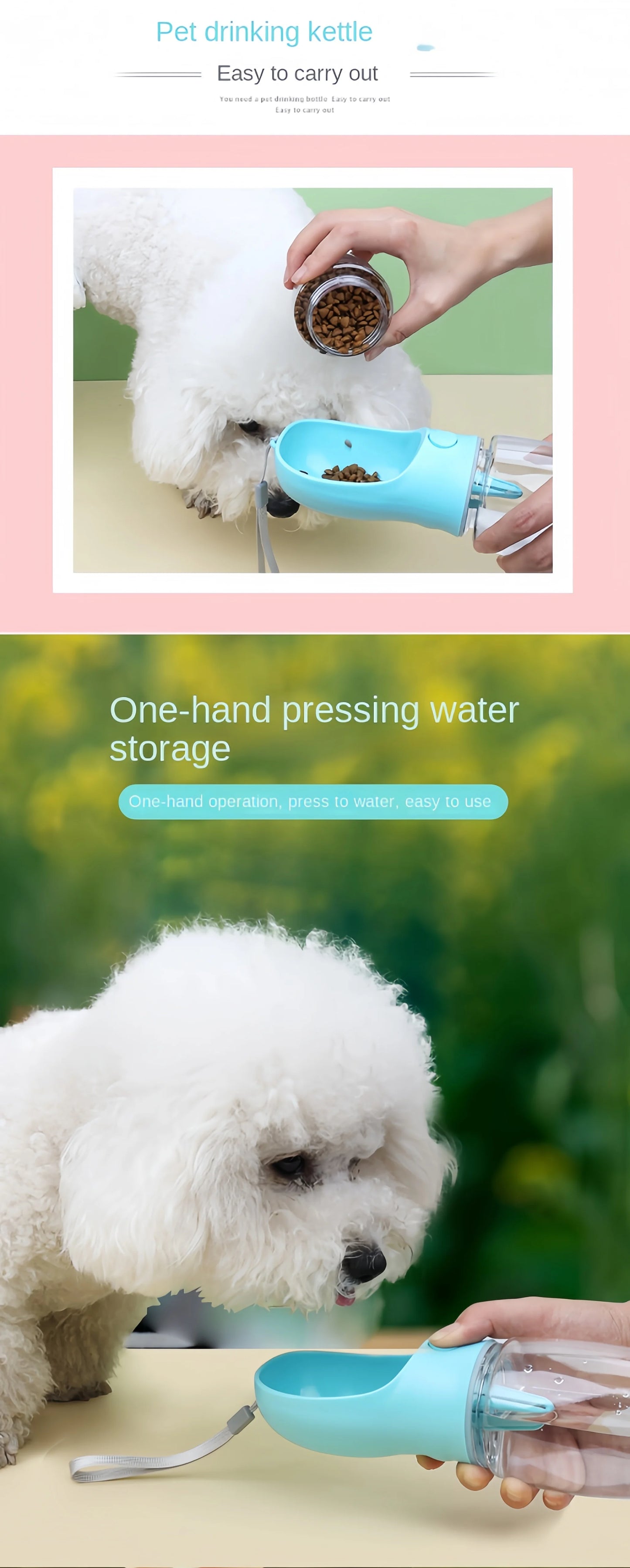 2-in-1 Pet Water Bottle & Food Container – Portable & Leak-Proof