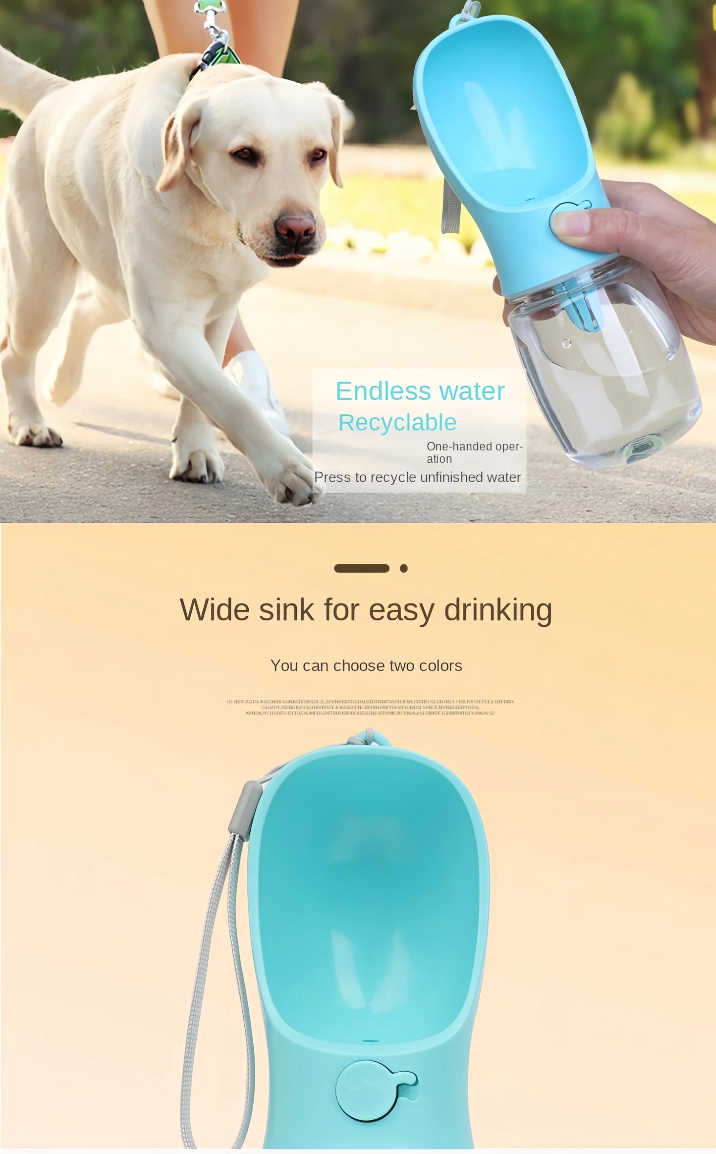 2-in-1 Pet Water Bottle & Food Container – Portable & Leak-Proof