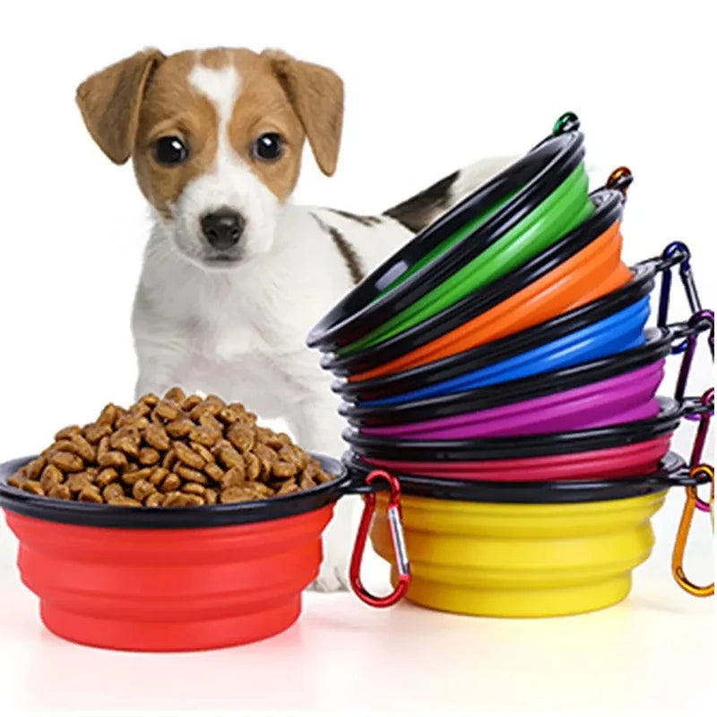 Portable Folding Silicone Pet Bowl – Travel-Friendly with Carabiner