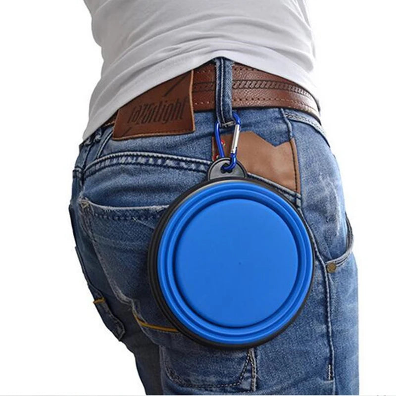 Portable Folding Silicone Pet Bowl – Travel-Friendly with Carabiner