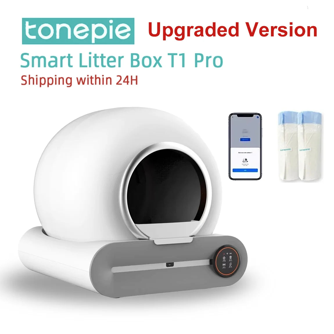 Tonepie 6.5L Smart Self-Cleaning Cat Litter Box – App-Controlled with Ionic Deodorizer for Odor-Free, Hassle-Free Pet Care