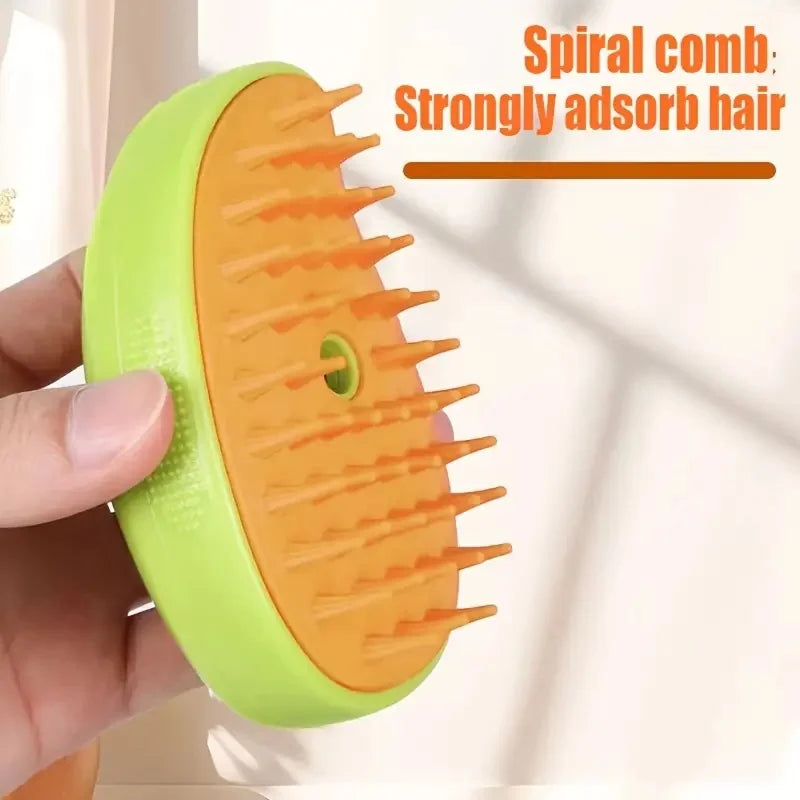 3-in-1 Steamy Pet Brush β Groom, Detangle & Massage!