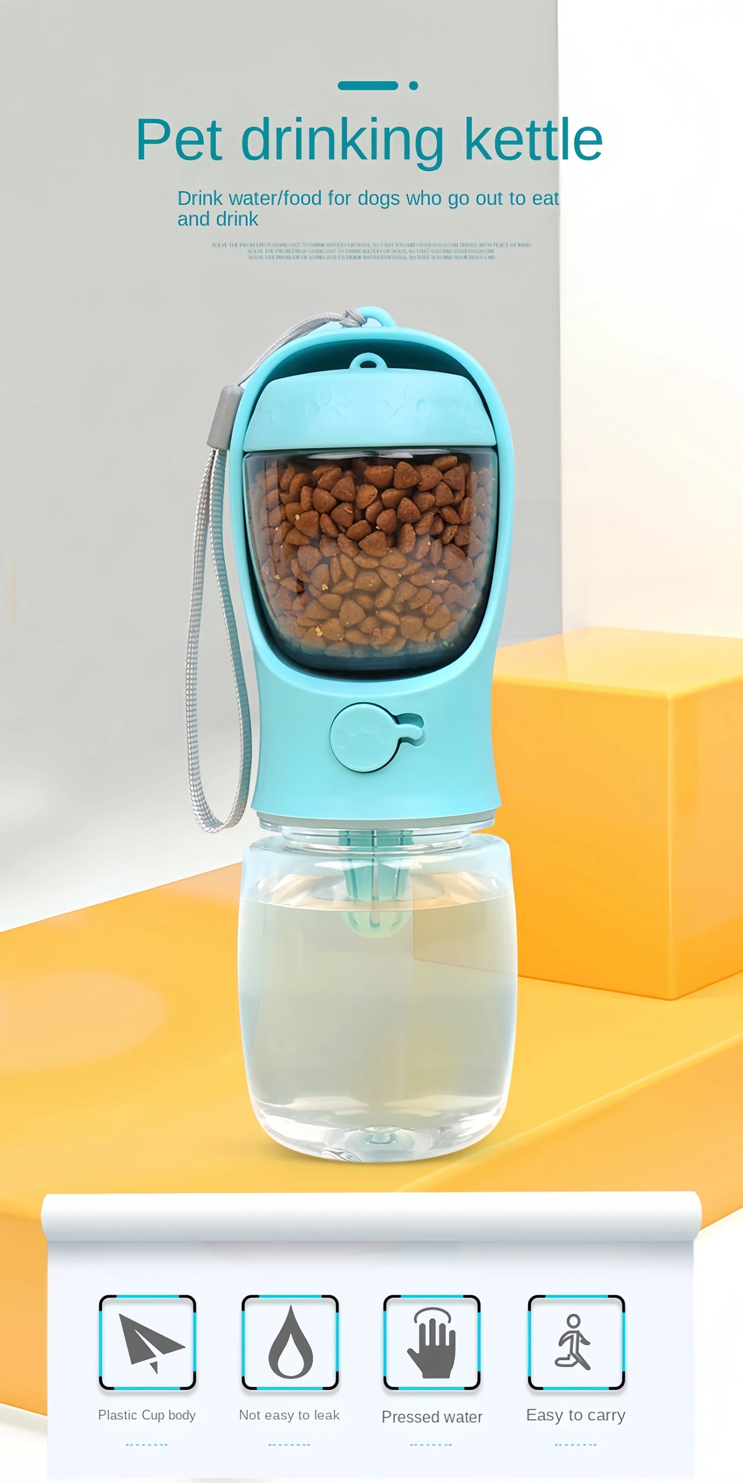 2-in-1 Pet Water Bottle & Food Container – Portable & Leak-Proof
