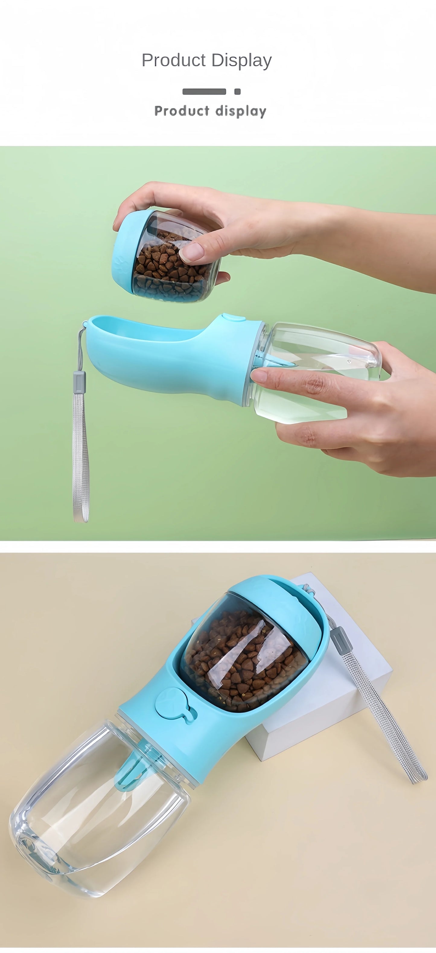2-in-1 Pet Water Bottle & Food Container – Portable & Leak-Proof