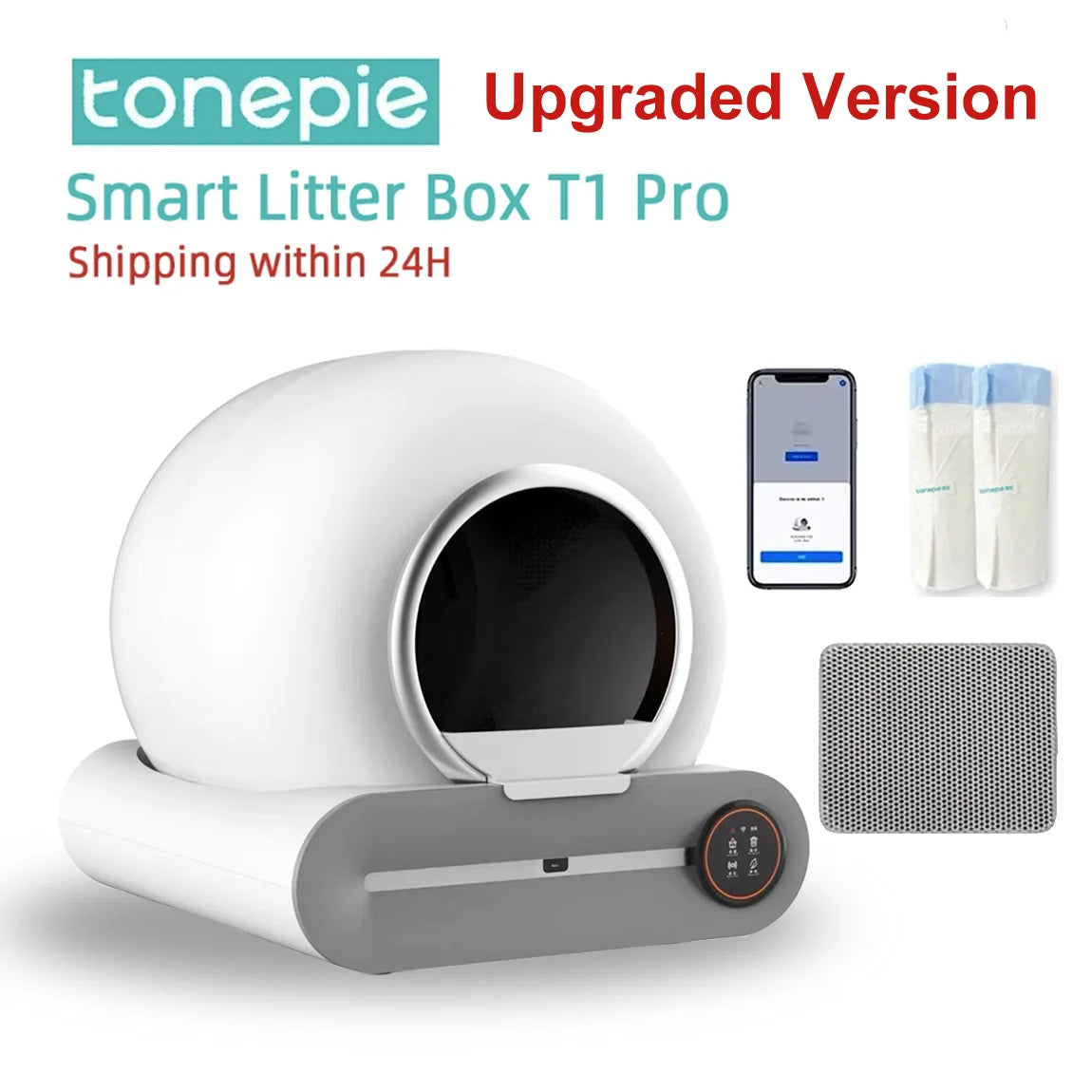 Tonepie 6.5L Smart Self-Cleaning Cat Litter Box – App-Controlled with Ionic Deodorizer for Odor-Free, Hassle-Free Pet Care