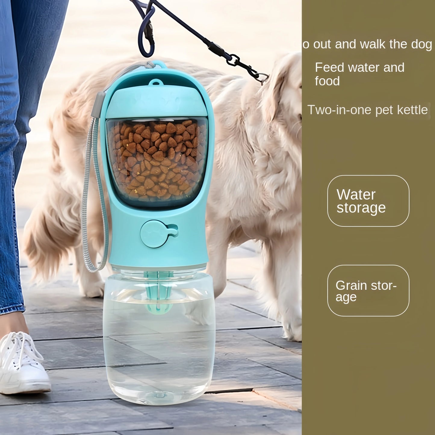 2-in-1 Pet Water Bottle & Food Container – Portable & Leak-Proof