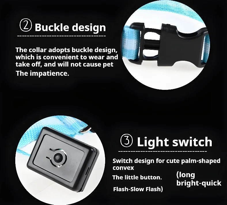 "Rechargeable LED Dog Collar