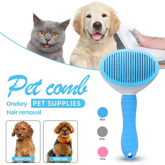 Automatic Self-Cleaning Pet Hair Removal Comb – Adjustable Needles & Anti-Slip Handle for Easy Grooming | Ideal for Cats & Dogs