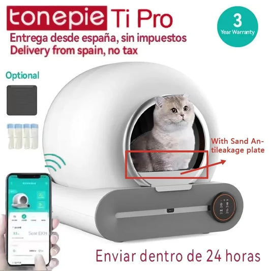 Tonepie 6.5L Smart Self-Cleaning Cat Litter Box – App-Controlled with Ionic Deodorizer for Odor-Free, Hassle-Free Pet Care